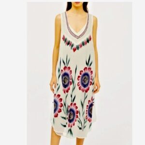 Jessica Taylor Dress Women's One Size White With Floral Print 100% Rayon Boho
